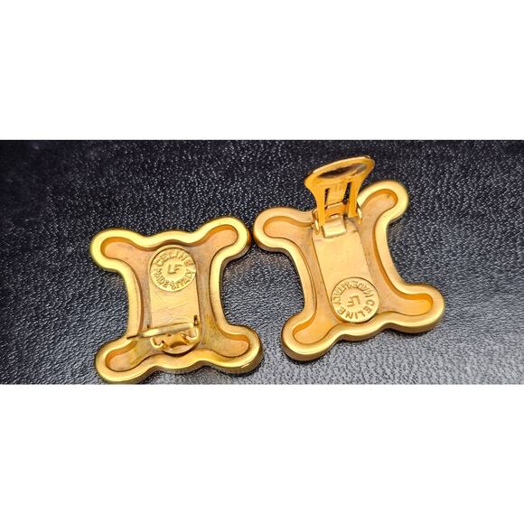 Vintage Celine Triomphe Clip-On Earrings - Picture 6 of 6